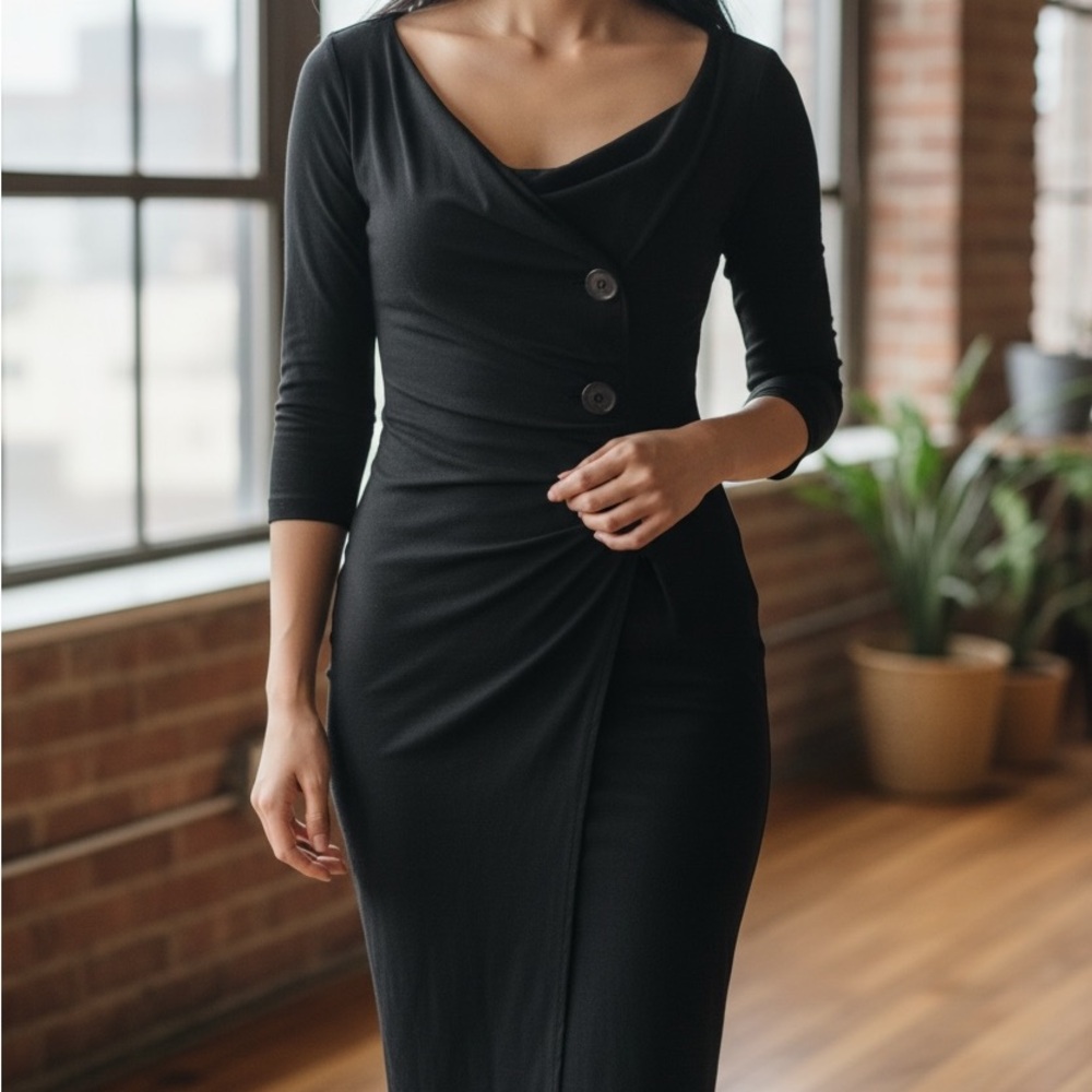 Vivienne Westwood Black Long Sleeve Dress with Button Accents